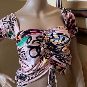Tie Back Vintage Y2K Crop Top sz M